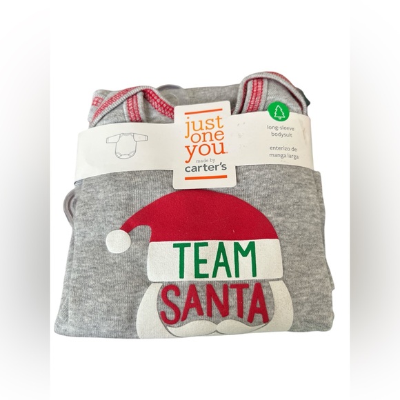 Carter's Gray Team Santa Bodysuit - Picture 2 of 4
